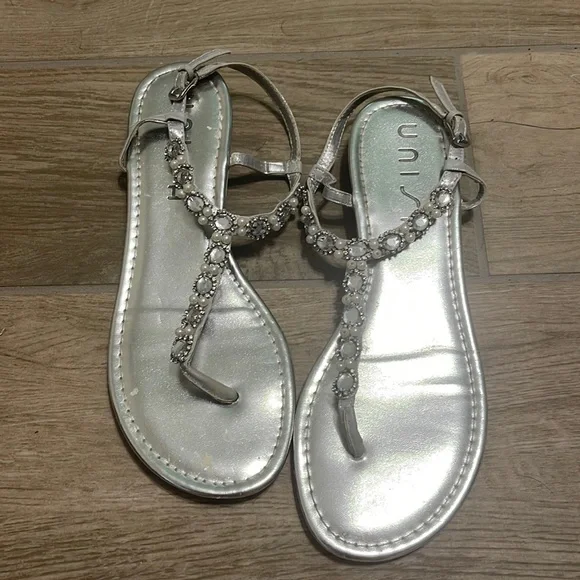Unisa Shoes Silver Rhinestone Pear Sandals Poshmark